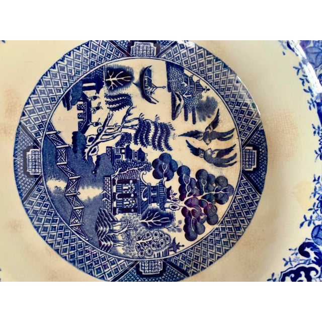 Staffordshire 19th Century Antique English Staffordshire Blue and White Serving Bowl For Sale - Image 4 of 5
