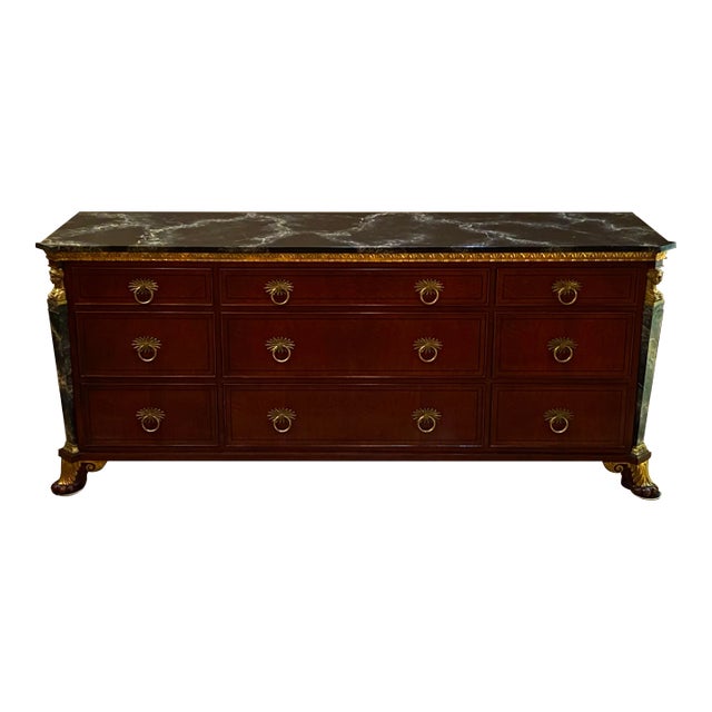 Vintage John Widdicomb Empire Style Dresser Faux Marble For Sale