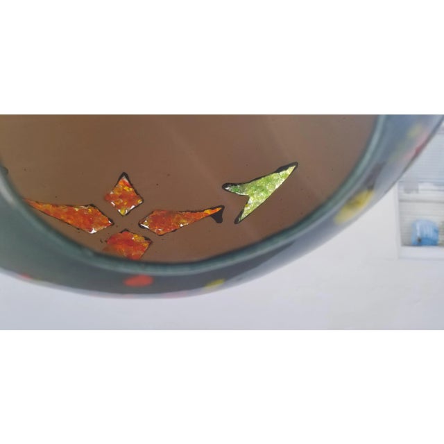 Vintage Mid-century Ceramic Glazed Pendant Lamp For Sale In Miami - Image 6 of 12