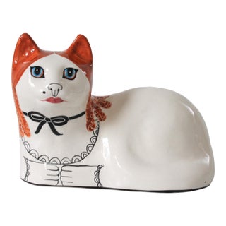 English Pop-Art Porcelain Cat by Toni Davidson & Alan P. Smith For Sale