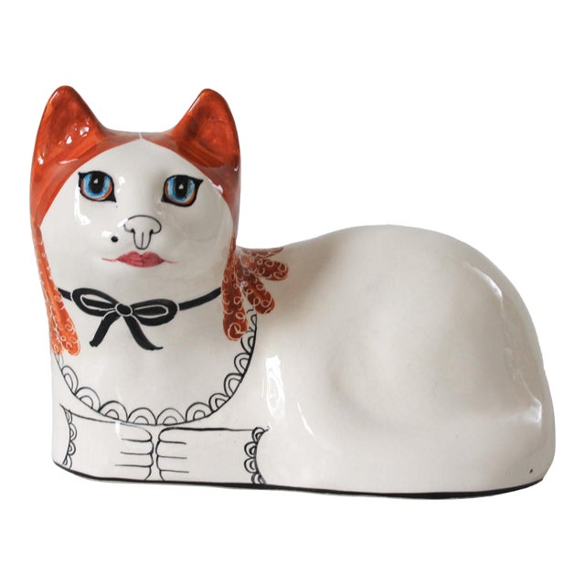 English Pop-Art Porcelain Cat by Toni Davidson & Alan P. Smith For Sale
