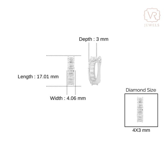 VRJewels 18k White Gold 3.11 Carat Natural Diamond Baguette Earrings- A Pair For Sale - Image 9 of 13