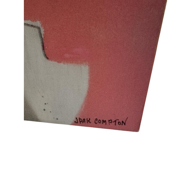 Abstract 1980s Vertical Contemporary Figurative Abstract Painting, Pink, Black & Neutral Tones, 18” X 36” by Jack Compton For Sale - Image 3 of 6