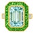 1920s 18K Yellow Gold Aquamarine Diamond Tsavorite Mosaic Ring Art Deco Estate, Size 6.75 For Sale