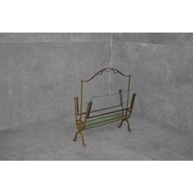 Glass and Brass Magazine Rack, 1950s For Sale - Image 10 of 10