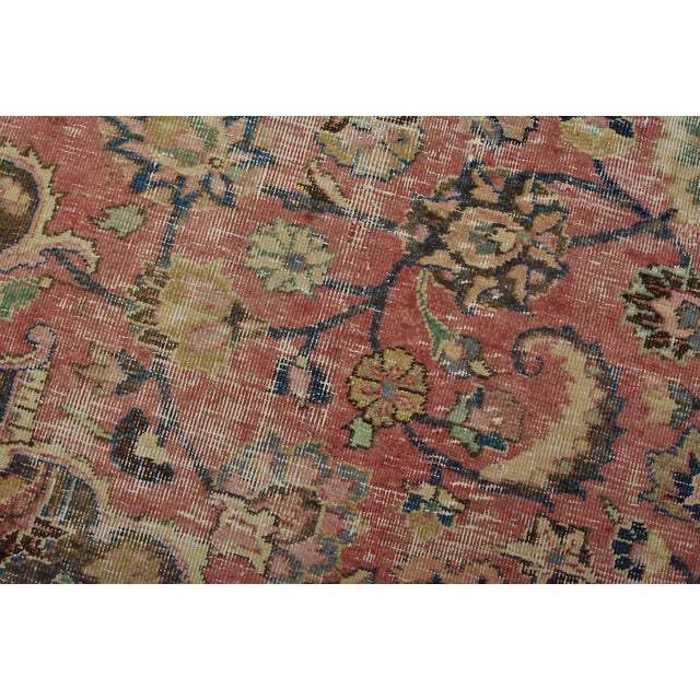 Mashad Rug 8’2” X 11’2” Pink Wool Vintage Distressed Hand-Knotted Carpet For Sale - Image 10 of 15