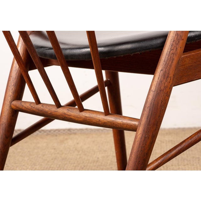 Wood Danish Armchairs in Teak and Skai by Helge Sibast for Sibast, 1955 For Sale - Image 7 of 18