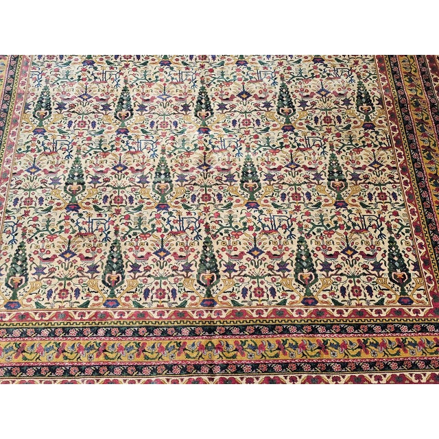 Brown Early 20th Century Indian Agra Rug, Handwoven “Tree of Life” Pattern, 9' x 12' For Sale - Image 8 of 14