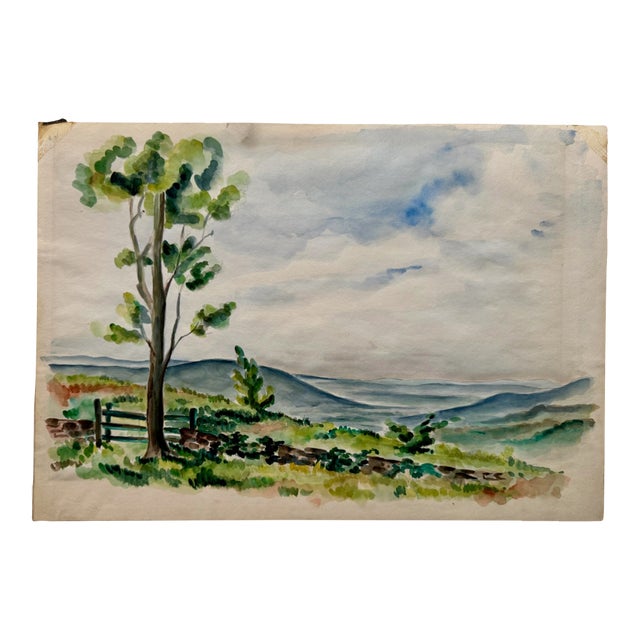Henry Emil Salloch Original Watercolor on Paper Upland Pasture. For Sale