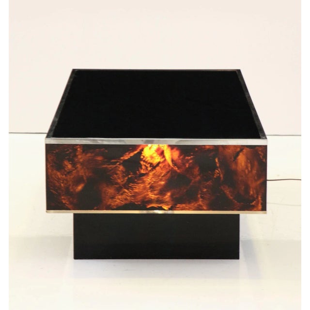 Brown Tortoise Lucite Cocktail Table With Inerior Lights, France 1970s For Sale - Image 8 of 12