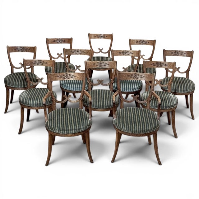 Set of Twelve 18th Century Swedish Gustavian Dining Chairs Includes 2 Armchairs For Sale - Image 14 of 14