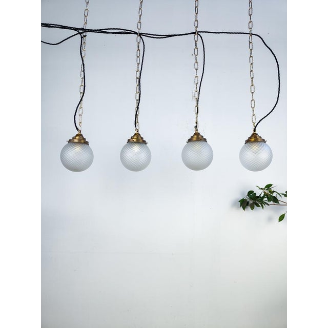 Black Antique Textured Etched Globe Pendant Light, 1890s For Sale - Image 8 of 8