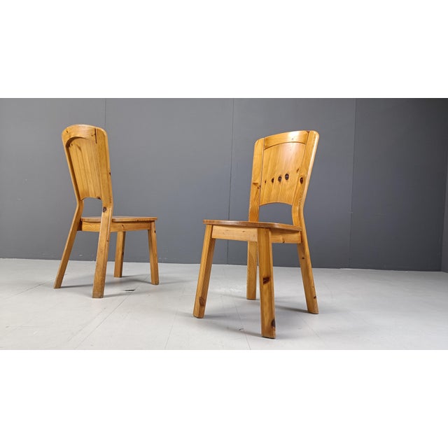 Vintage Pine Wood Dining Chairs, 1970s, Set of 6 For Sale - Image 11 of 12