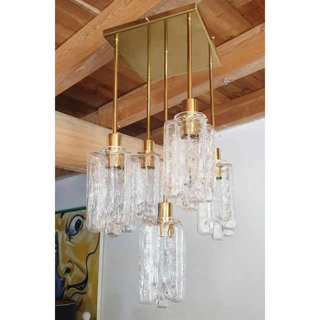 J.T. Kalmar Murano Glass and Brass Chandelier, Kalmar 1960s For Sale - Image 4 of 10
