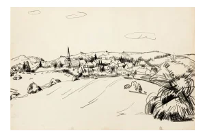 Landscape - Original Mixed Media by T. Gertler - 1970s 1970s