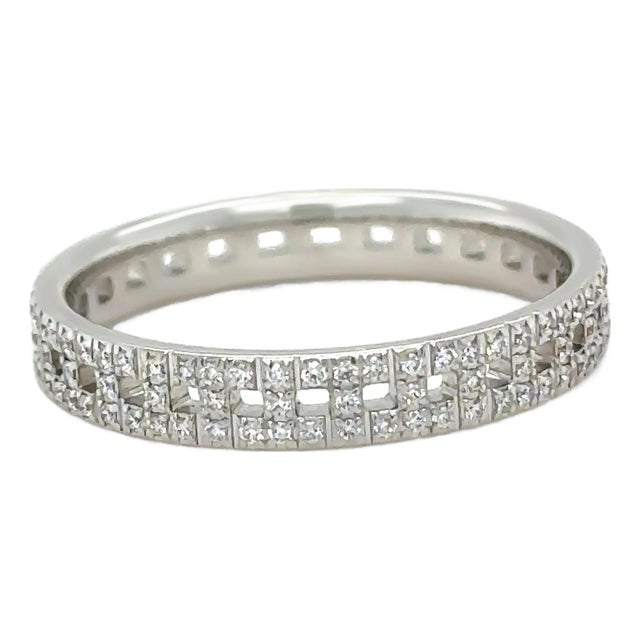Tiffany & Co. 18ct White Gold T True Narrow Pavé Diamond Ring 0.23ct 3.73g For Sale