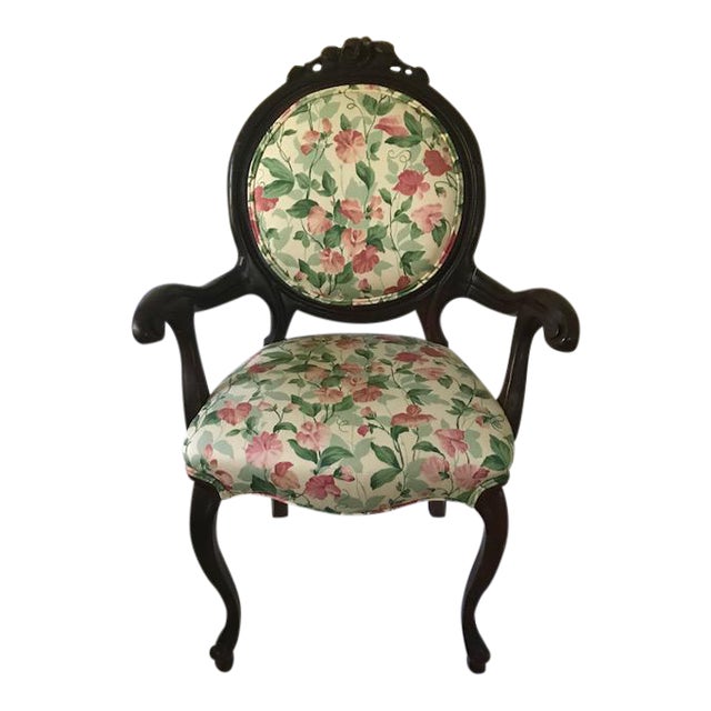 Antique Victorian Floral/Wood Chair Chairish