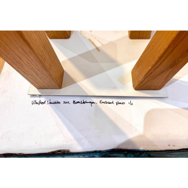 Blue Porcelain and Oak Stool by Judith van den Boom, Netherlands, 2012 For Sale - Image 8 of 9