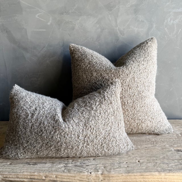 Mid-Century Modern Mohair and Curly Wool Pillow Cover With Zipper For Sale - Image 3 of 10