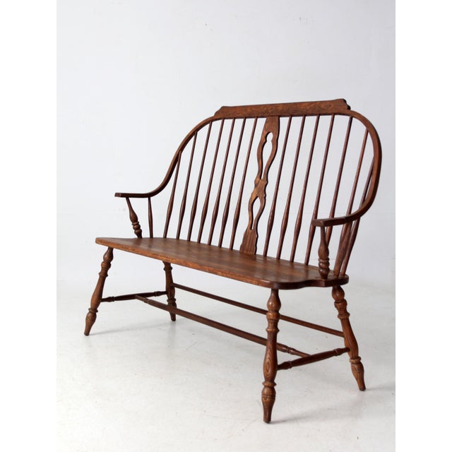 Vintage Temple Stuart “Scout Collection” Bow-Back Windsor Bench For Sale - Image 6 of 15