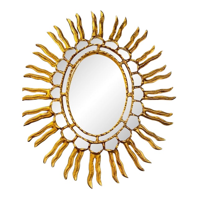 VIntage Italian Giltwood Sunburst Mirror For Sale