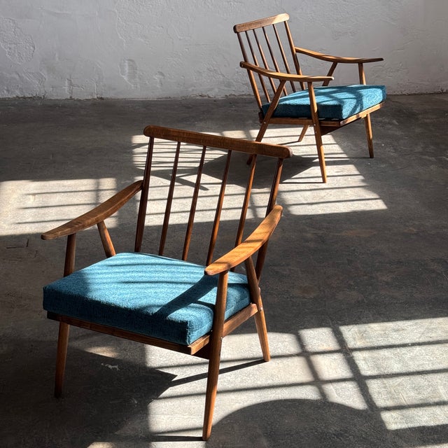 Blue Czechoslovakian Lounge Chairs from Ton, 1960, Set of 2 For Sale - Image 8 of 15