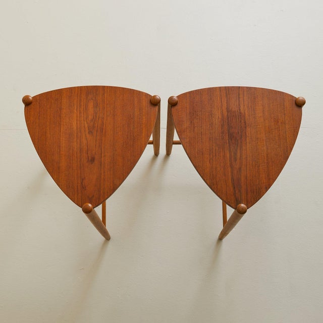 Scandinavian Modern Wood Side Table with Triangular Top, 1960s - 2 Available For Sale - Image 12 of 18