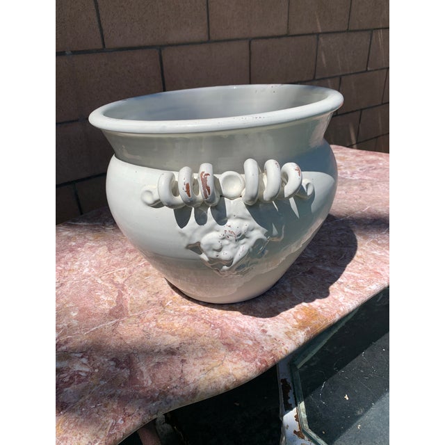 Rustic European Vintage Tuscan White Terracotta Planter Cachepot For Sale - Image 3 of 9