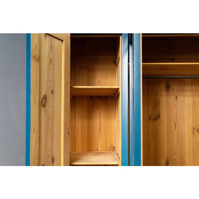 Art Nouveau Blue Painted Wardrobe For Sale - Image 10 of 18