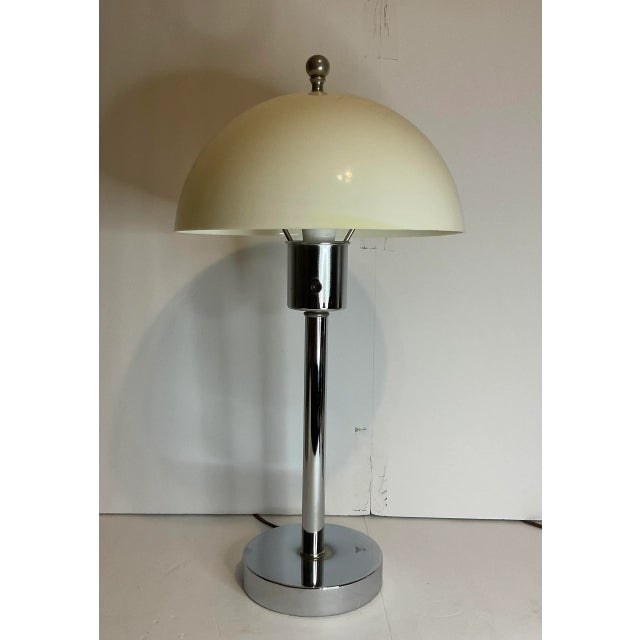 White Italian Vintage 1960’s Space Age Chrome Lamps a Pair For Sale - Image 8 of 13