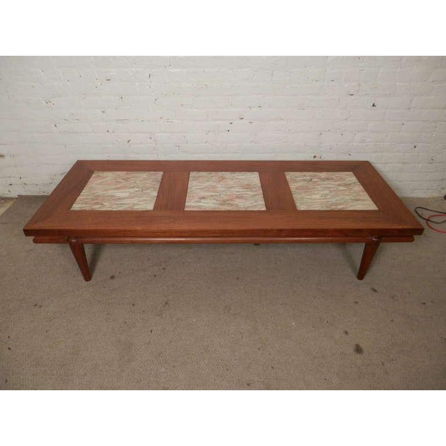 Wood Mid-Century Modern Coffee Table with Marble Inserts by John Widdicomb For Sale - Image 7 of 7