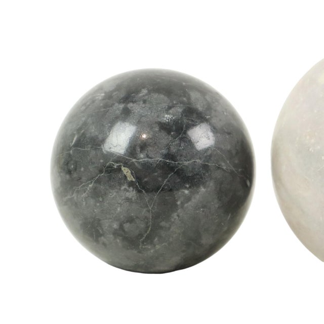 1980s Large Vintage Polished Marble and Natural Stone Spheres, 1980s, Set of 3 For Sale - Image 5 of 11