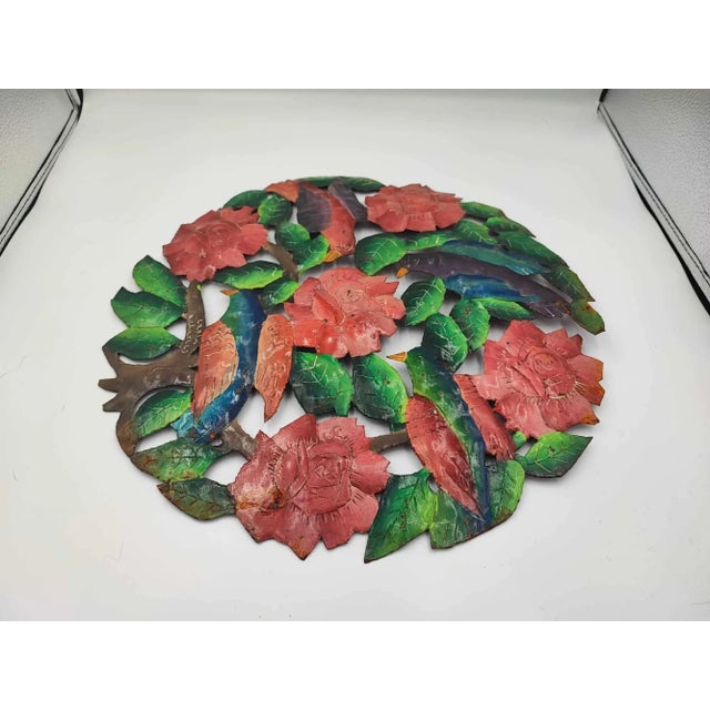 1970s Enamel Wall Decoration Plate with Flowers by Carlo Charlie, 1960s For Sale - Image 5 of 8