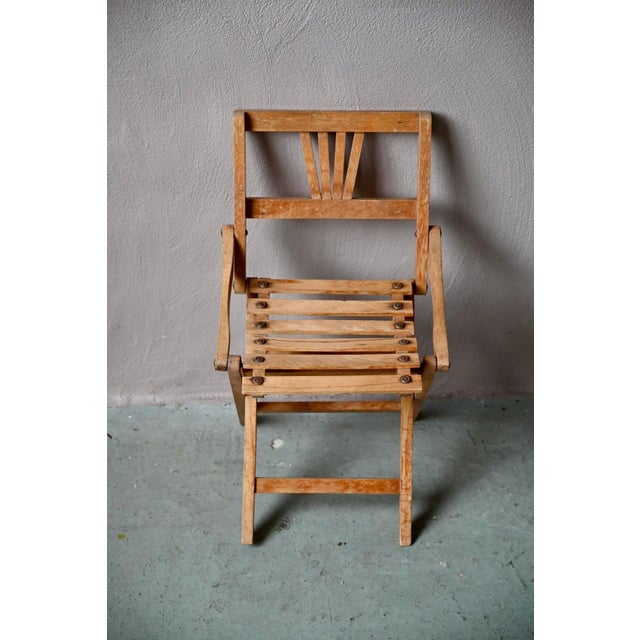 Wood Vintage Bohemian Folding Wooden Children's Chair, 1950s For Sale - Image 7 of 9