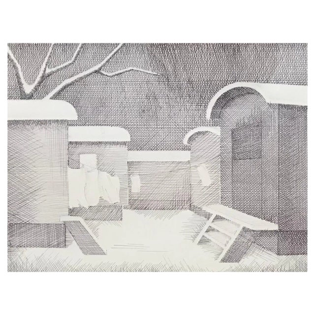 Jean Blailé, The Camp, Pencil on Paper, 1978 For Sale