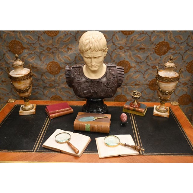 Bureau Plat French Inlay Desk Writing Table, 1920s For Sale - Image 4 of 15