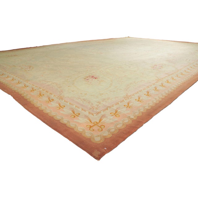 76845 Antique French Aubusson Rug, 13'07 x 21'02. The Versailles Reverie: An Antique French Aubusson Masterpiece of...