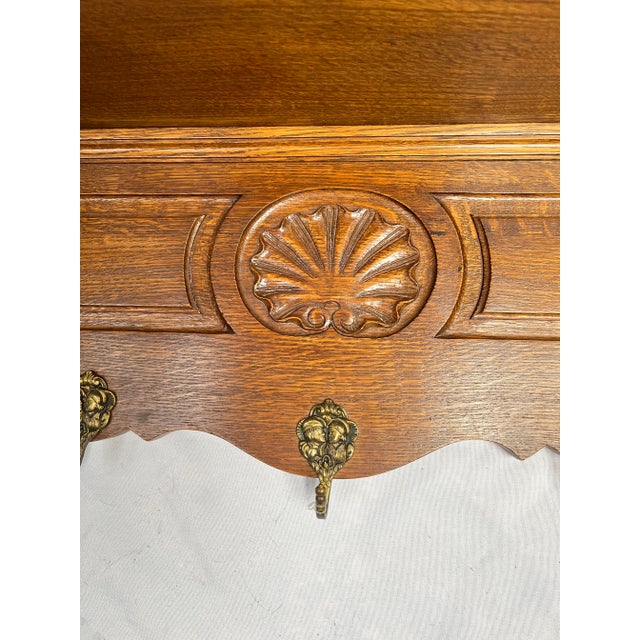 Wood Mid 20th Century Carved Tiger Oak Coat Rack For Sale - Image 7 of 13