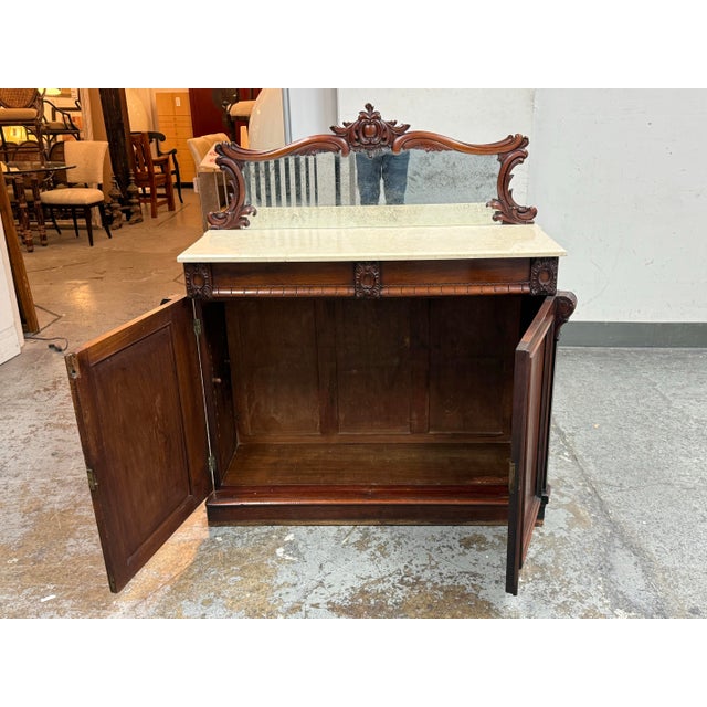 Victorian Renaissance Revival Marble-Top Sideboard, Antique For Sale - Image 4 of 12