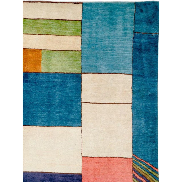 Art Deco Galerie Shabab Collection Mid-20th Century Persian Mahal Art Deco Rug Inspired by Edward McKnight Kauffer For Sale - Image 3 of 10