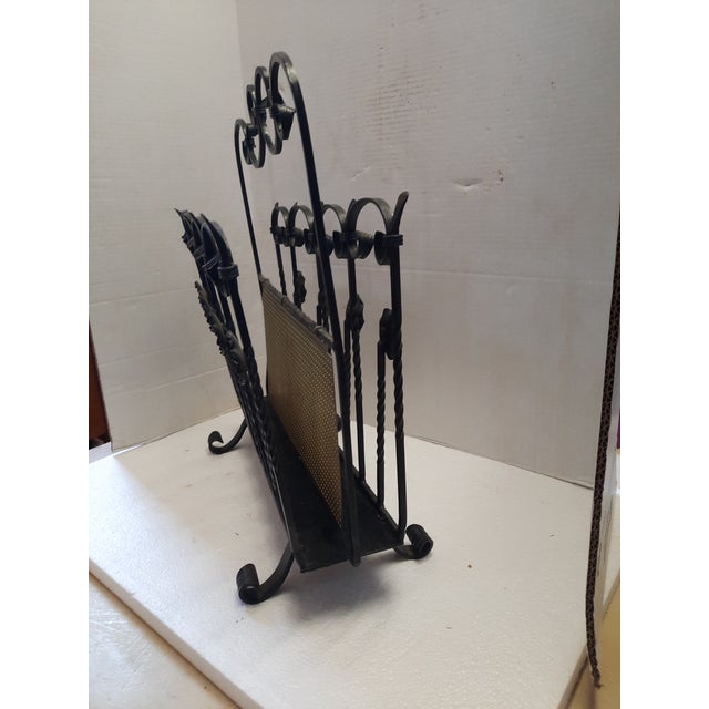 Metal Vintage Wroth Iron Magazine Holder For Sale - Image 7 of 11