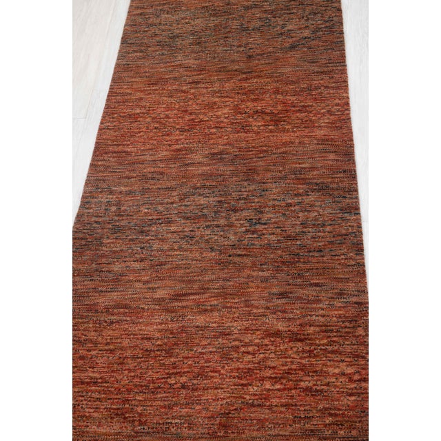 2.6' x 10' Savannah Hand Knotted Modern Red Rust Wool & Silk Rug For Sale - Image 13 of 18