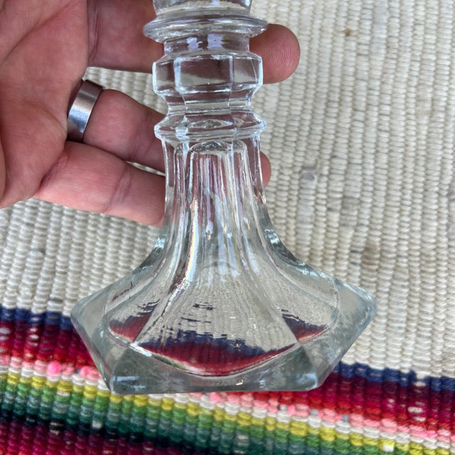 A Nice Antique American Pressed Flint Glass Candlestick, Circa 1850's For Sale - Image 9 of 10