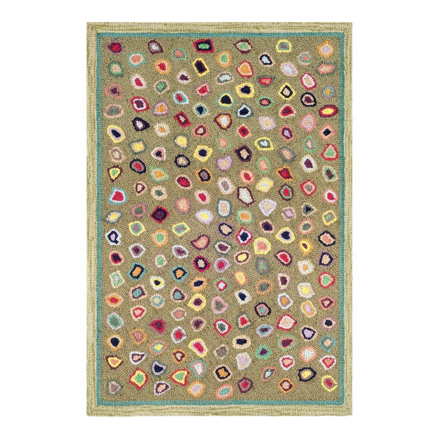 Dash & Albert by Annie Selke Cat's Paw Sage Micro Hooked Wool Rug, 5' x 8' For Sale