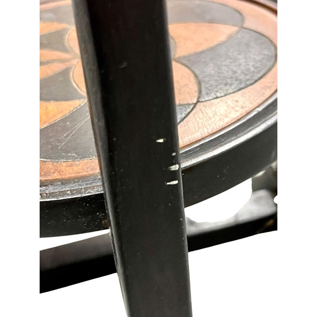 Antique English Folk Art Geometric Cocktail Tray Table For Sale - Image 9 of 18