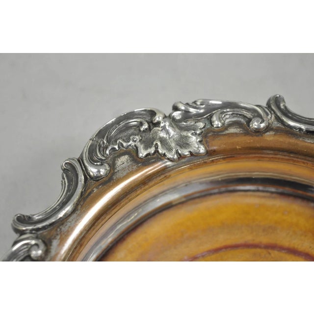 Early 20th Century Vintage English Victorian Silver Plated Floral Repousse Bar Wine Bottle Coaster For Sale - Image 5 of 15