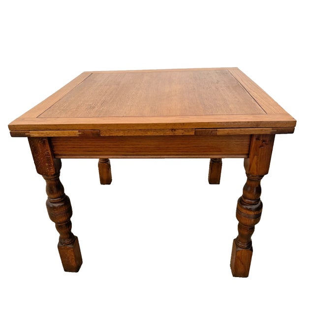 Gorgeous Antique Farmhouse / English Tudor Expansion Table, Turned Bulbous legs, Quarter sawed Oak, 29" Tall x 36" wide X...