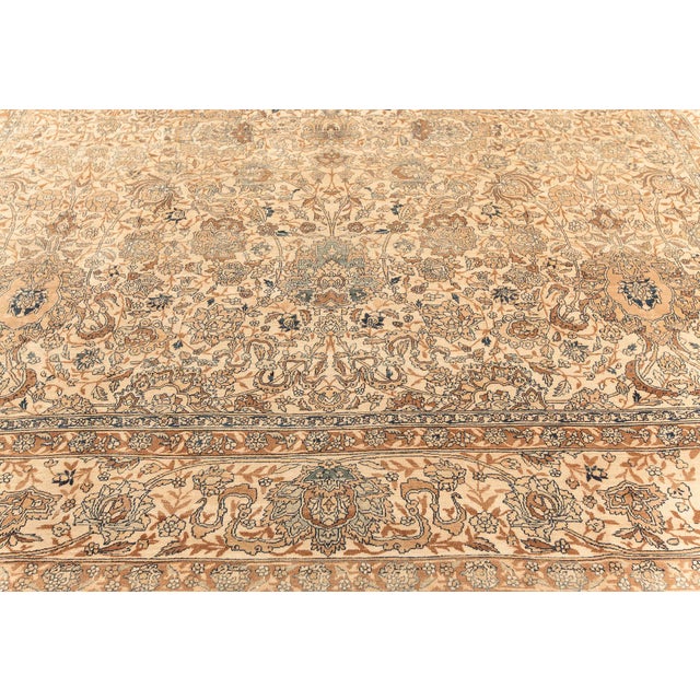 Early 20th Century Fine Antique Persian Kirman Beige, Blue, Brown Handmade Wool Rug For Sale - Image 5 of 8