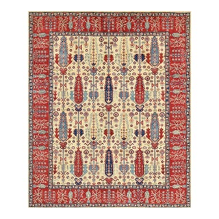 Caucasian 8’2” X 9’9” Beige Wool Hand-Knotted Oriental Rug For Sale