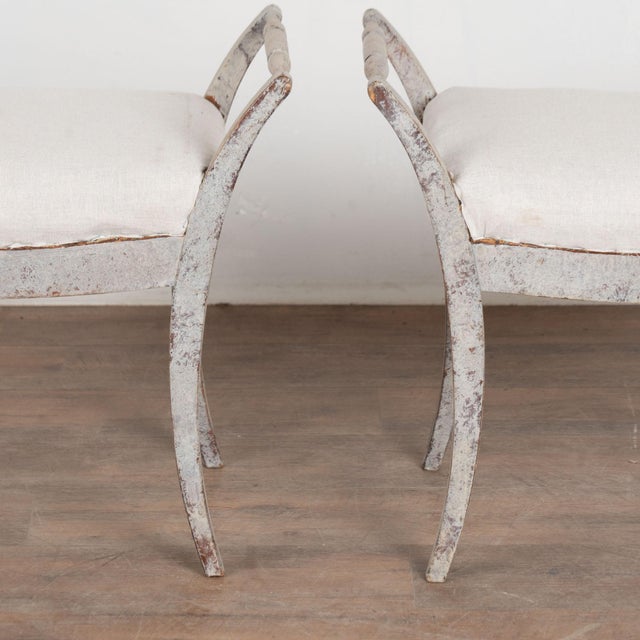 Wood Pair, Early 20th Century Swedish Gray Gustavian Tabouret Stools For Sale - Image 7 of 15